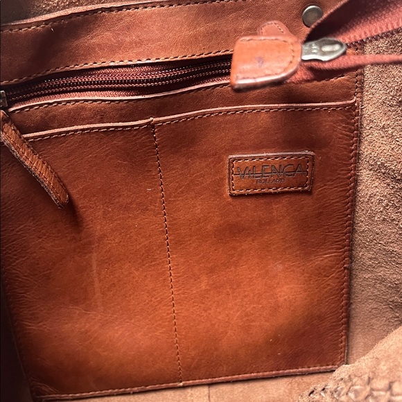 Vilenca Hollland Brown Leather dual handle Tote Bag with braid detail - Picture 6 of 14